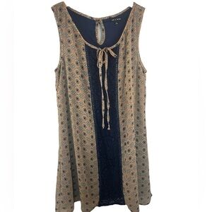 As U Wish sundress, bright orange and navy. Size L and it is lined and light!